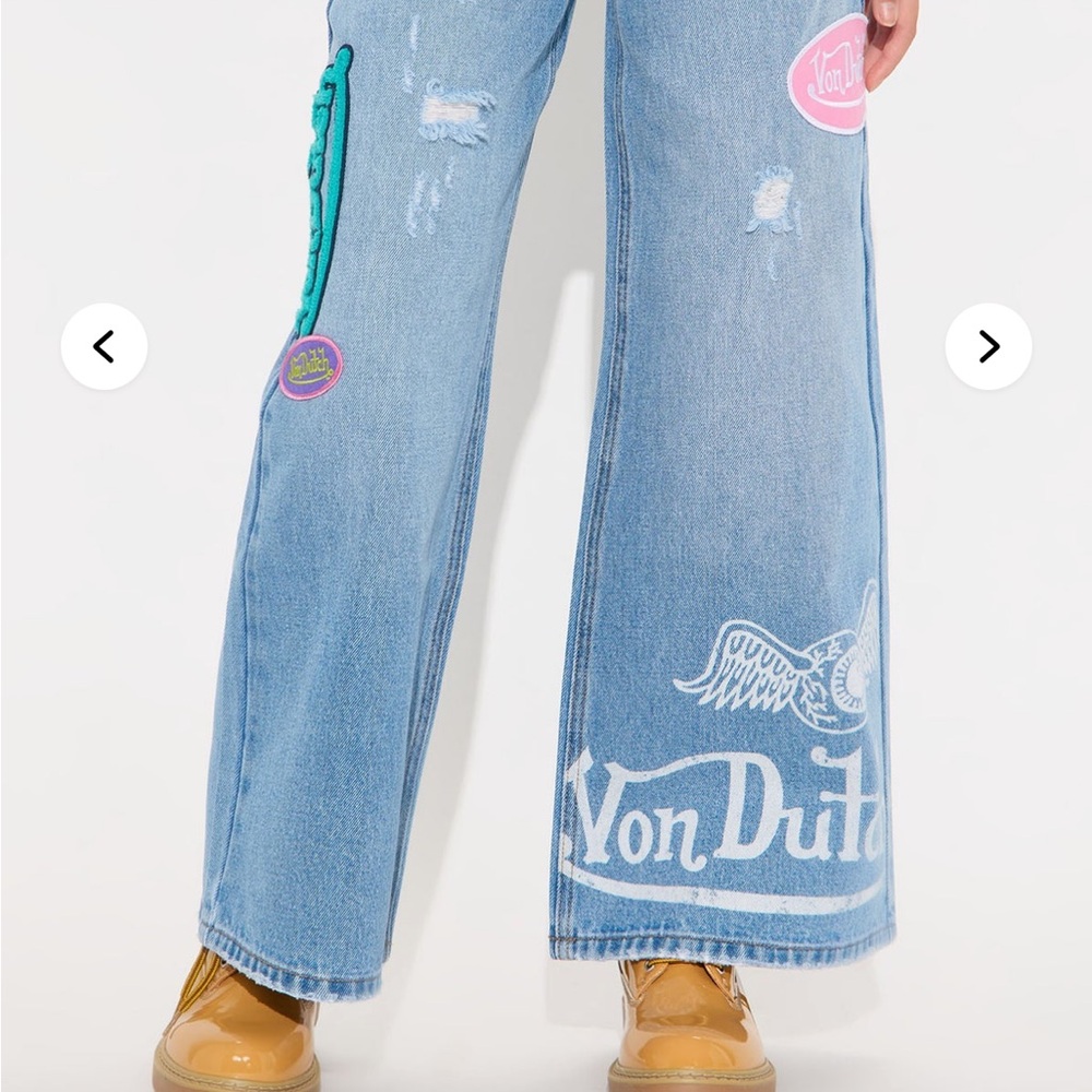 Von Dutch Blue Flare Jeans with Patches